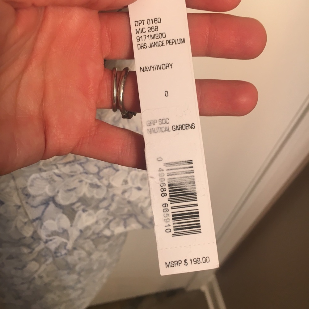 NWT Navy/Ivory peplum lace midi dress